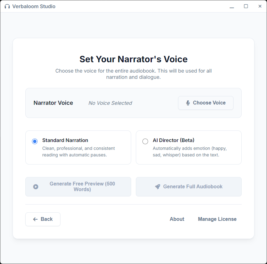 Verbaloom Studio Application Screenshot